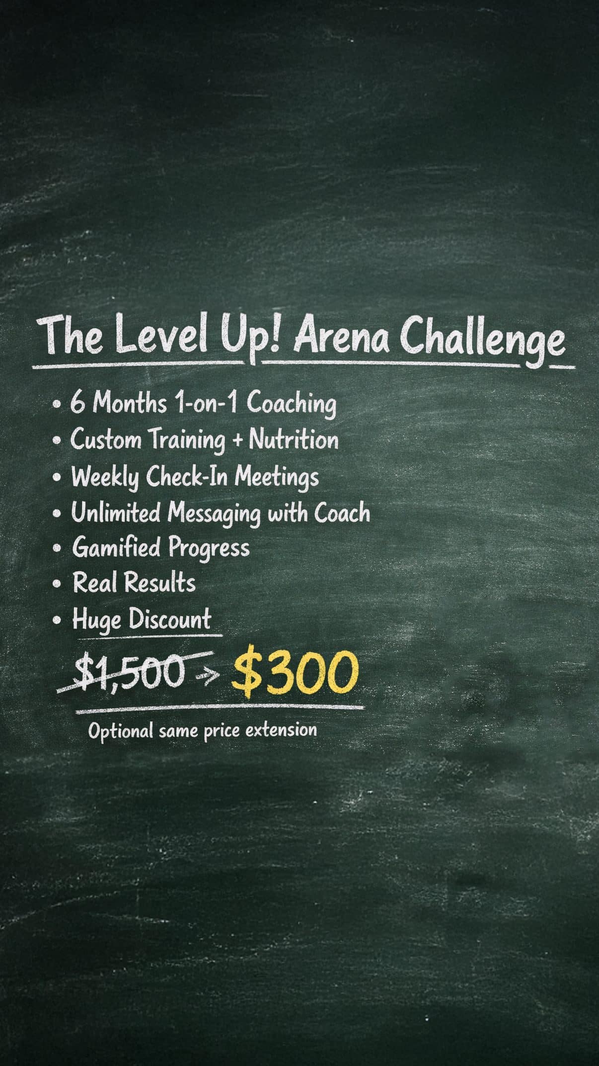 The Level Up! Arena - Health & Fitness Coaching 24 blackboard challenge